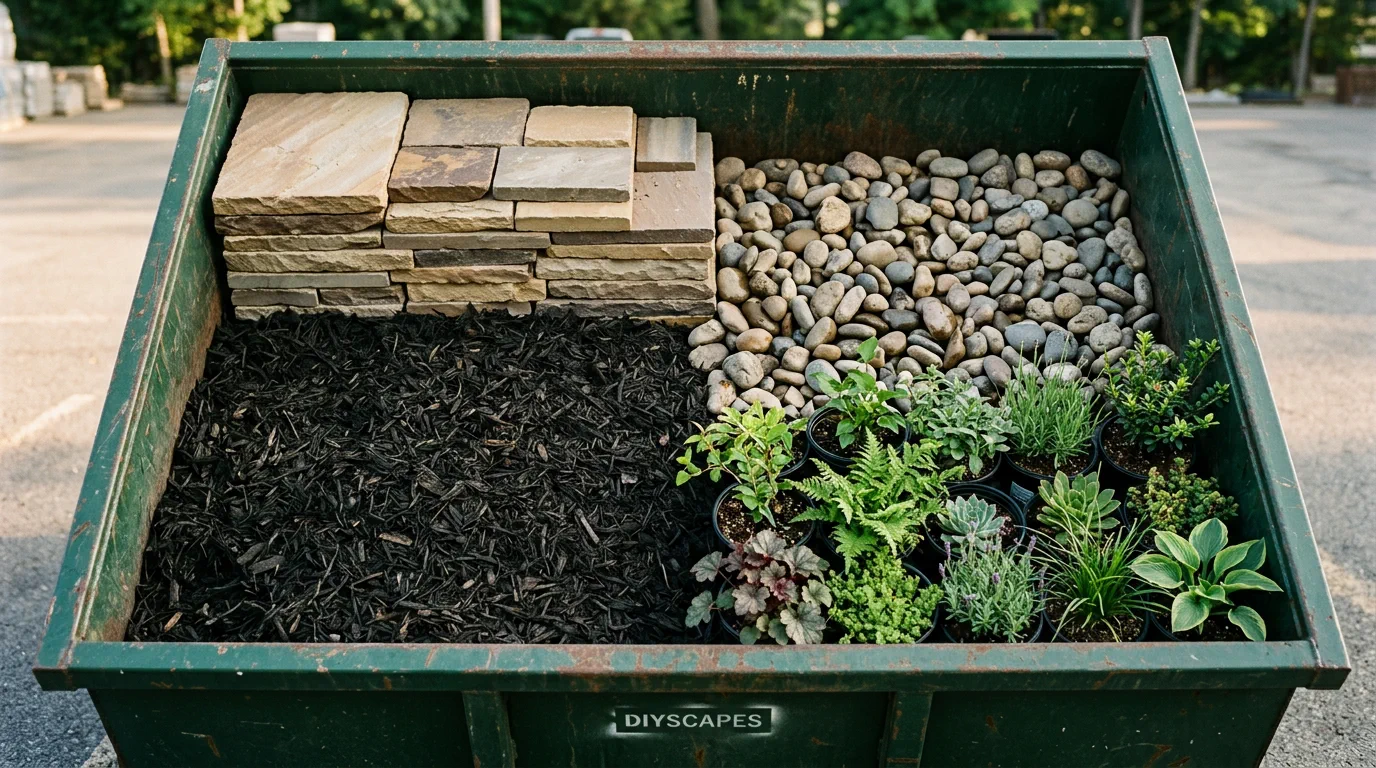 Mulch, soil and stone